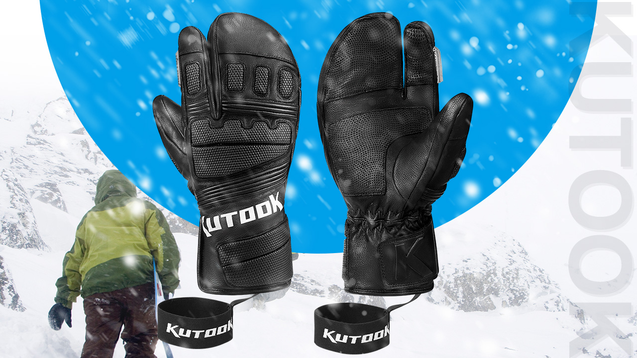 KUTOOK Waterproof Windproof Ski Gloves Mittens 3 Fingers with 3M